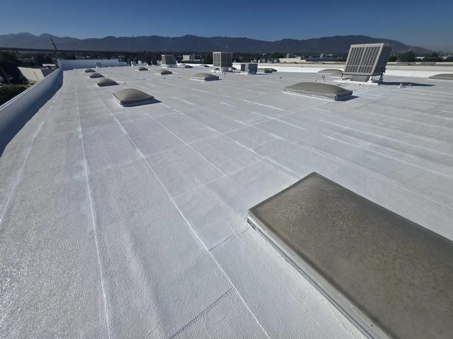 Finished work at a 27,000 square foot commercial roof in Corona